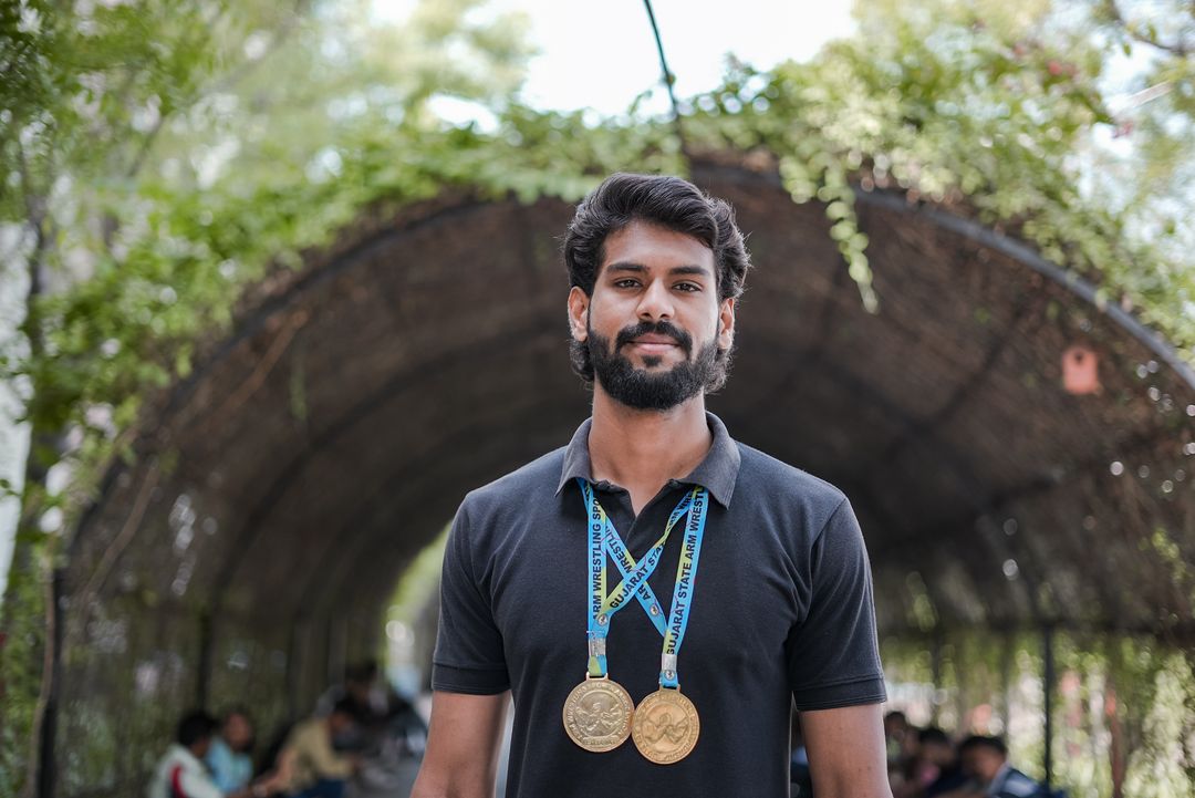 PU’s Vishal Patil secures 2 medals at the Gujarat Arm Wrestling Championships